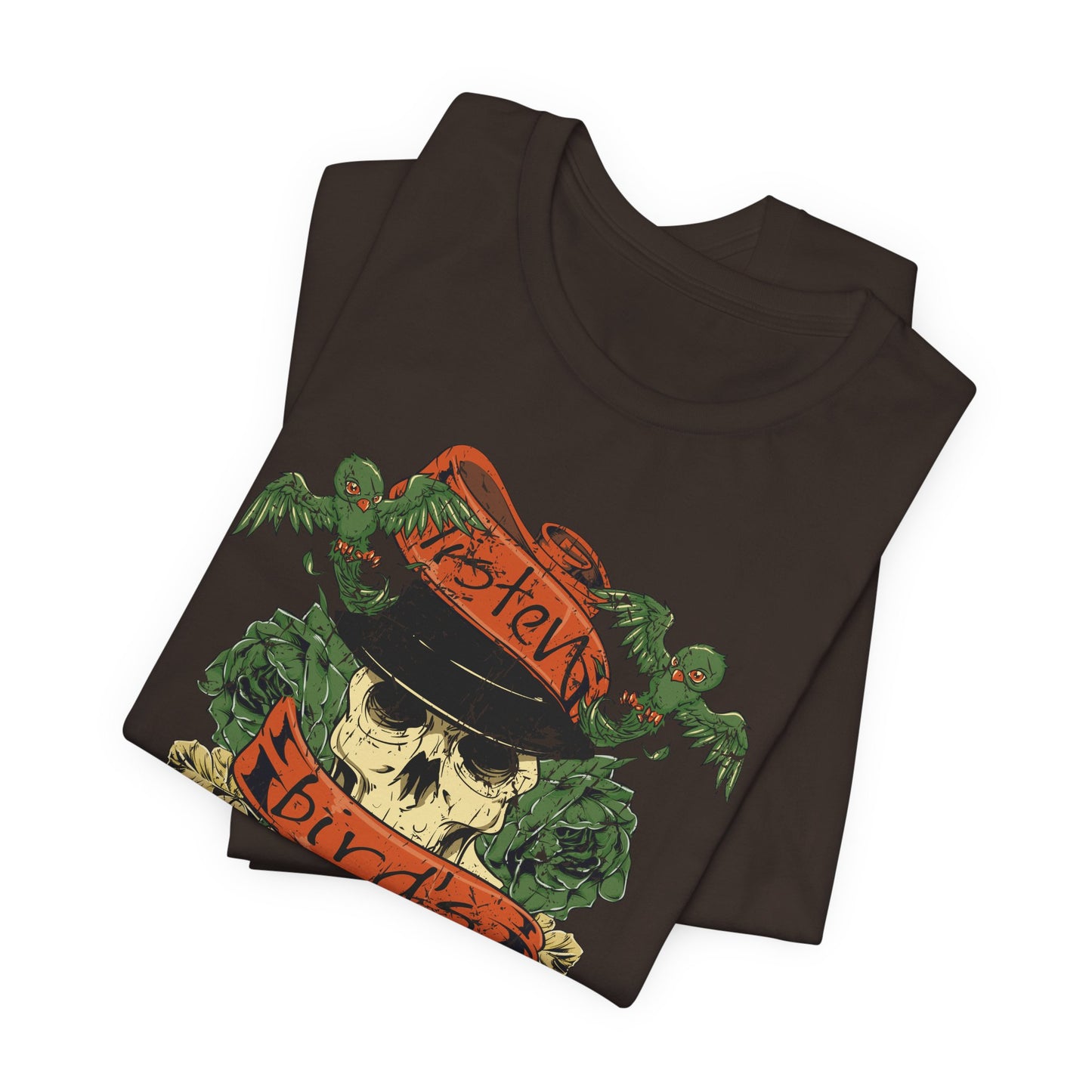 Skull Floral Tattoo Style Graphic Design Unisex Cotton T-Shirt Art-38