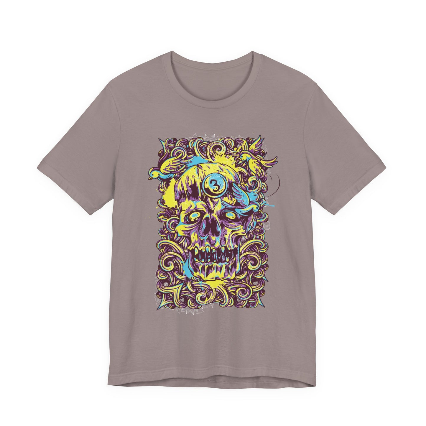 Colorful Skull Illustration Graphic Unisex Cotton T-Shirt r41