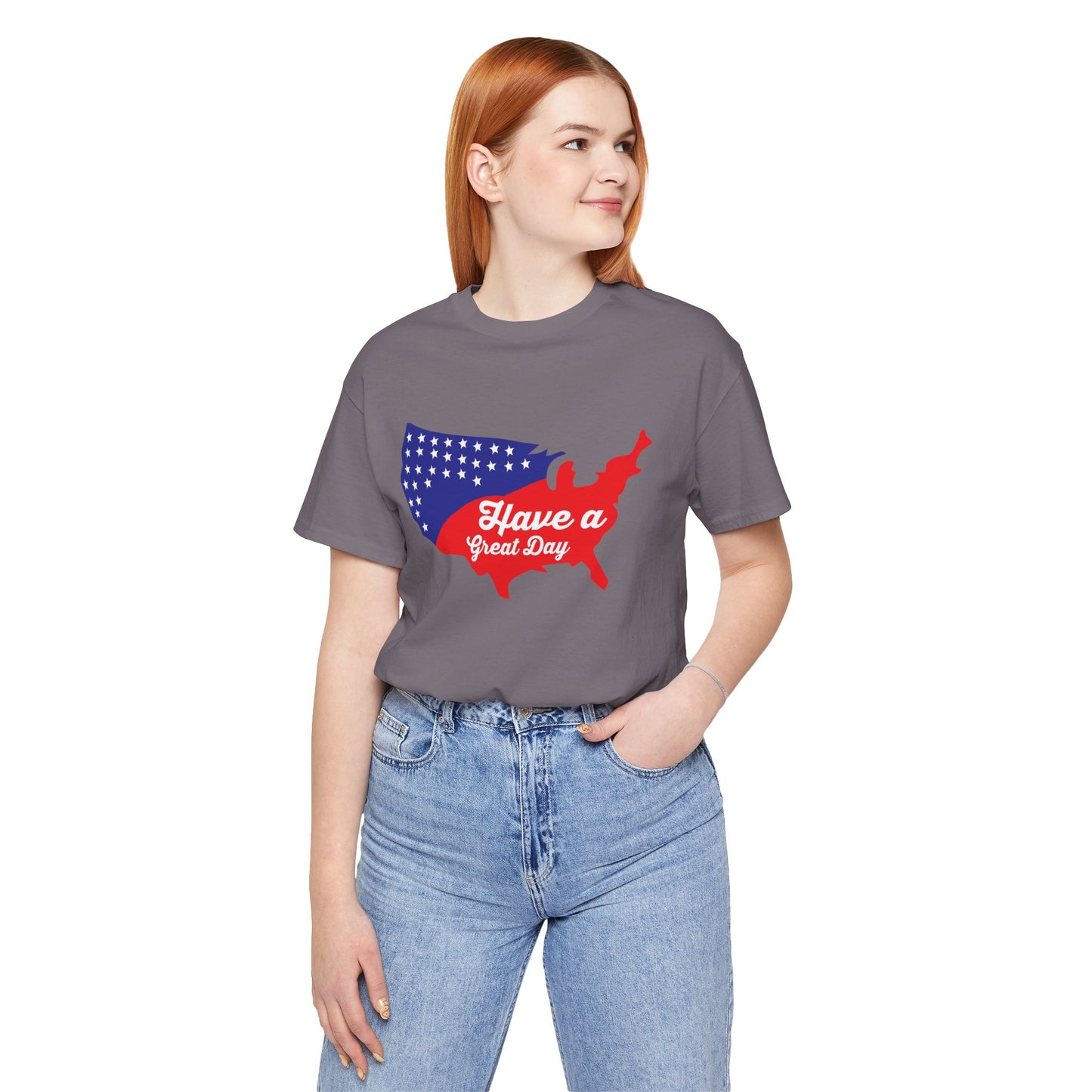 USA Map Patriotic Graphic Unisex Cotton T-Shirt 021