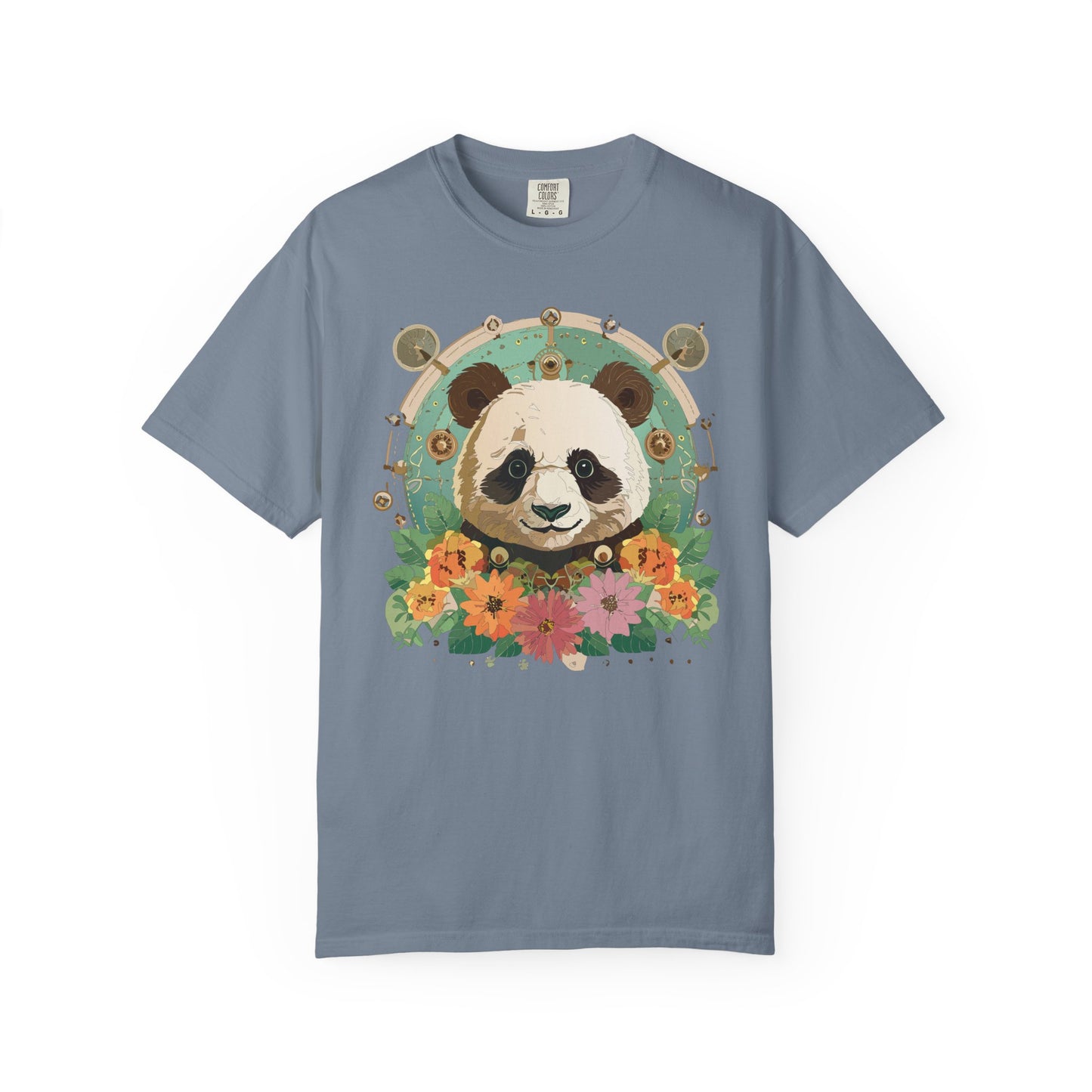 Panda Portrait T-Shirt Unisex Cotton Floral Chinese Graphic Circle Animal Art Tee p3