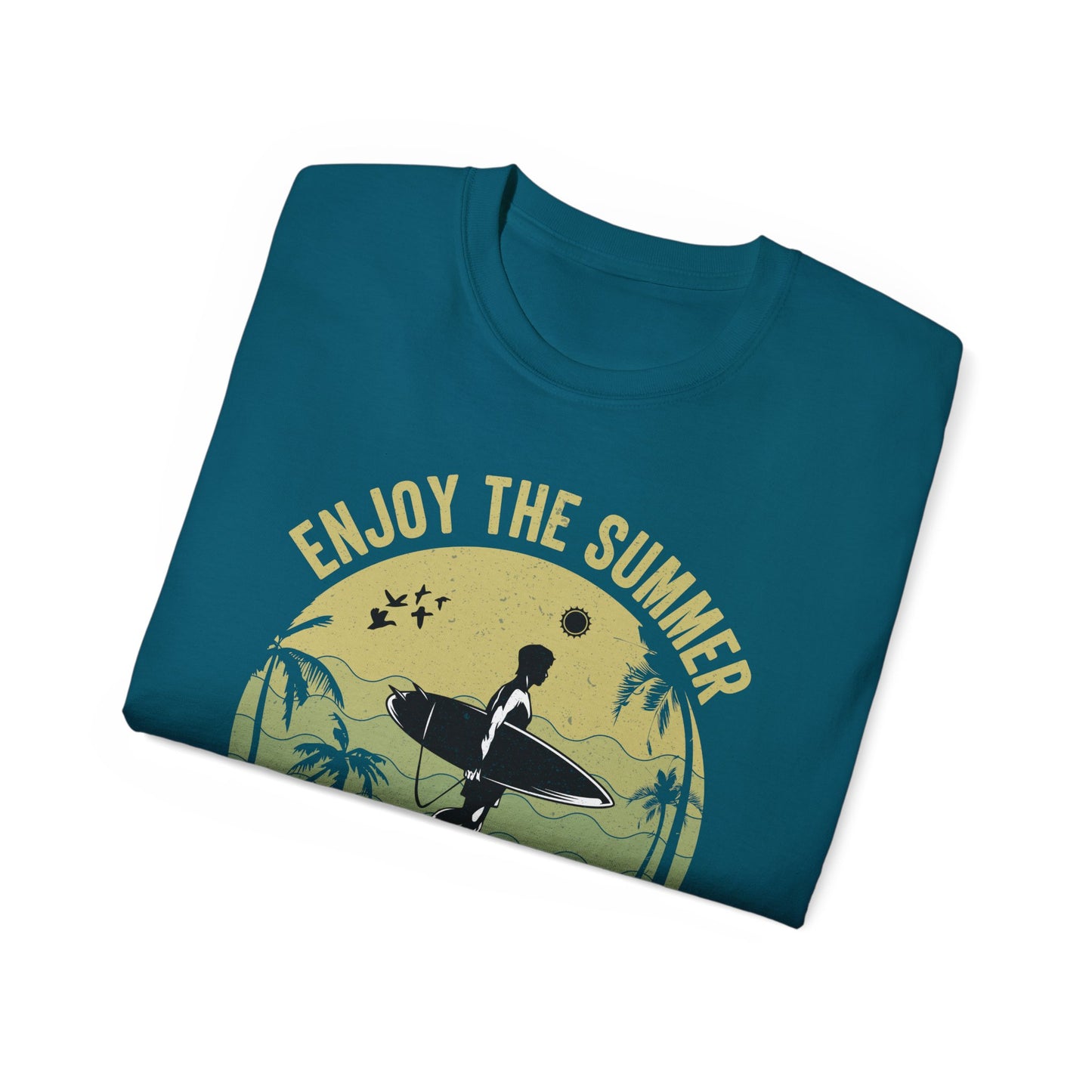 Summer Surf T-Shirt, Summer Design Shirts T-Shirt, Gildan 2000 Art Design T-Shirt, 100 Cotton T-Shirt with Art Design -SD-7
