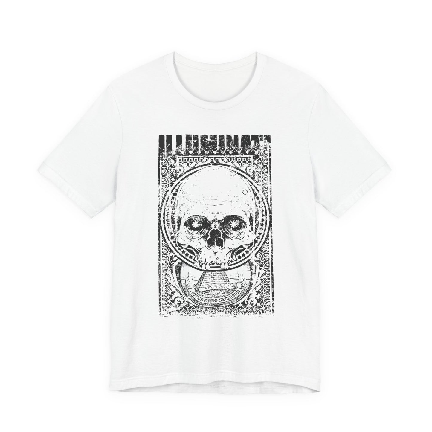Skull Circle Graphic T-Shirt Vintage Etching Illustration Art Design Tee A-9