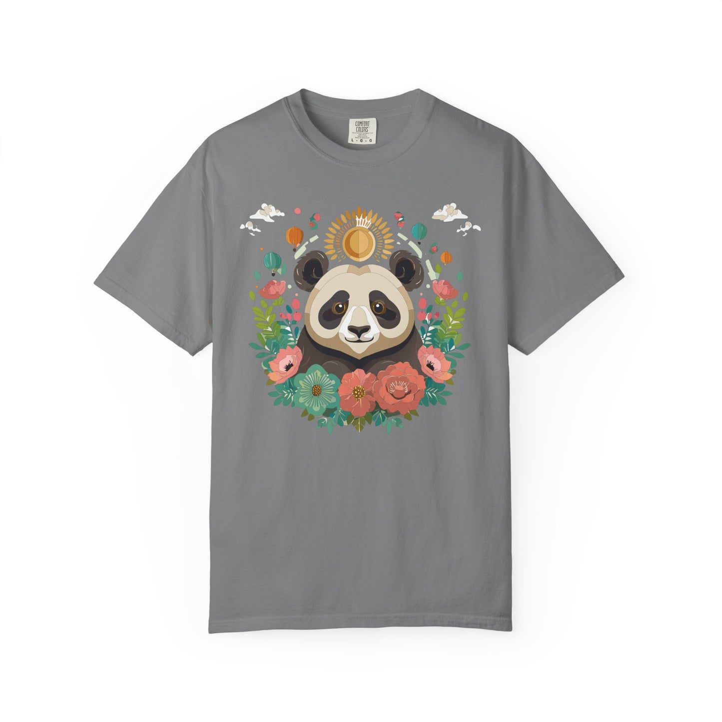Panda Portrait T-Shirt Unisex Cotton Floral Chinese Graphic Circle Animal Art Tee p4