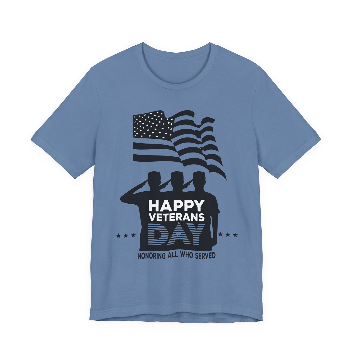Happy Veterans Day saluting soldiers T-Shirt Patriotic American flag Unisex Cotton v51