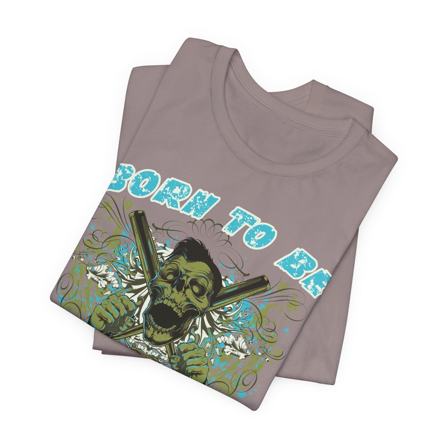 Born To Be Cage Fighter Tee Skull Crossed Knives Graphic T-Shirt