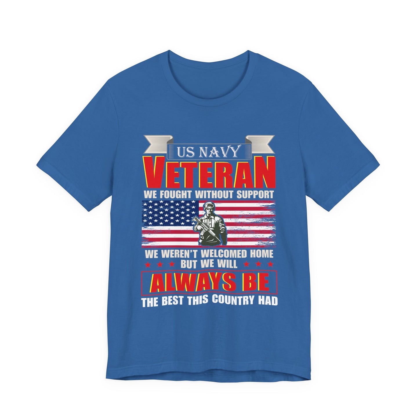 US Navy Veteran T-Shirt American Flag Soldier Graphic Patriotic Military Unisex Cotton v42