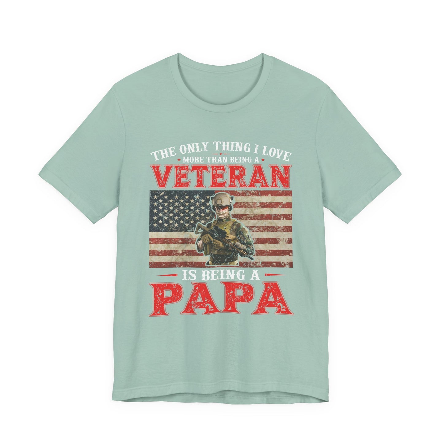 Veteran with American Flag Papa T-Shirt Military Grandpa Unisex Cotton Tee v30