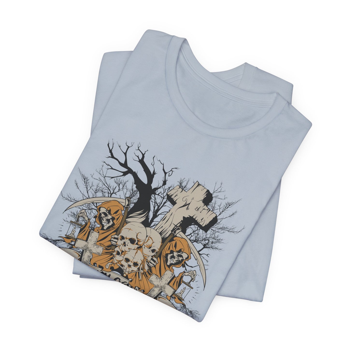 Skull Halloween Graphic Design Unisex Cotton T-Shirt Art-50