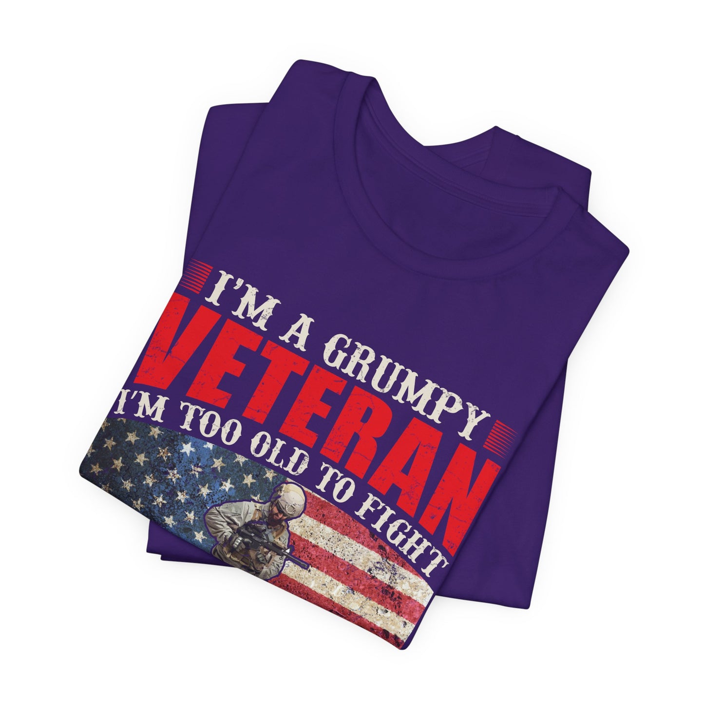 Grumpy Veteran Flag graphic Tee Veteran Patriotic Unisex Cotton Shirt v38