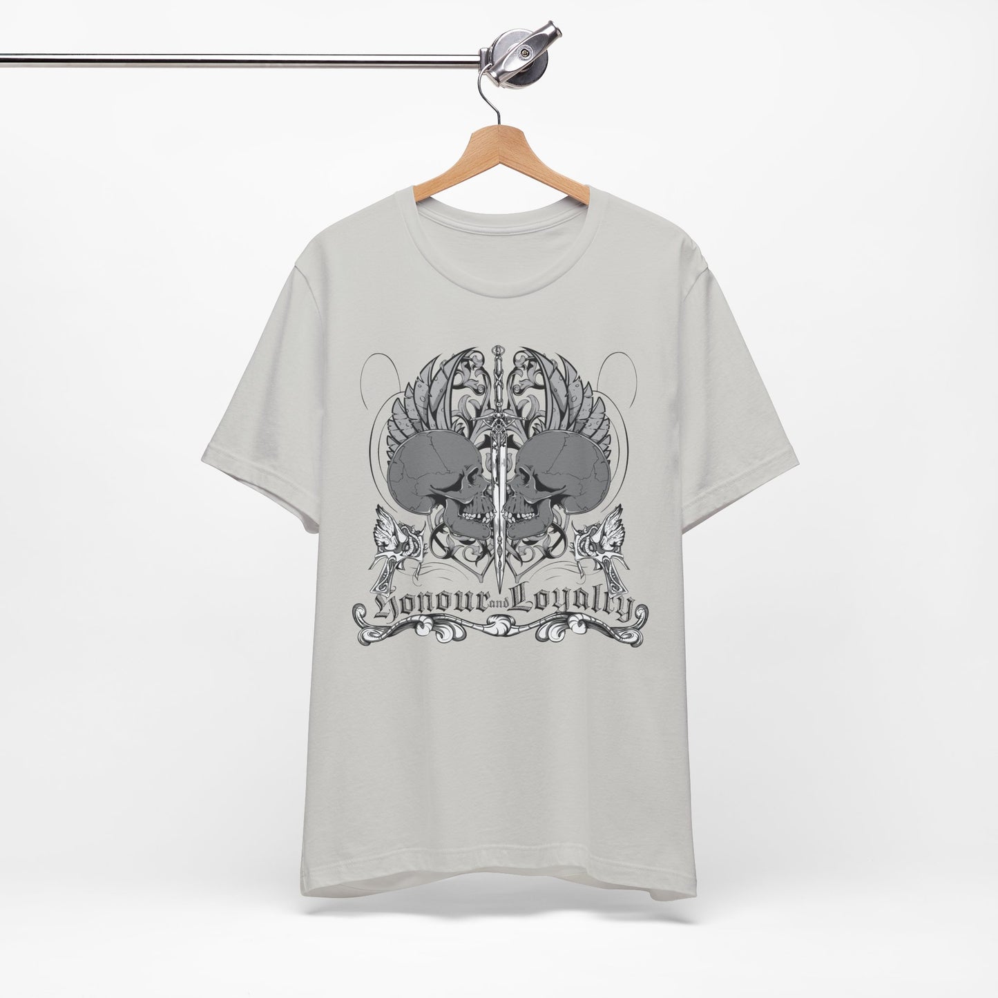Honor Loyalty crest tee Gothic heraldry skulls wings emblem Art-48