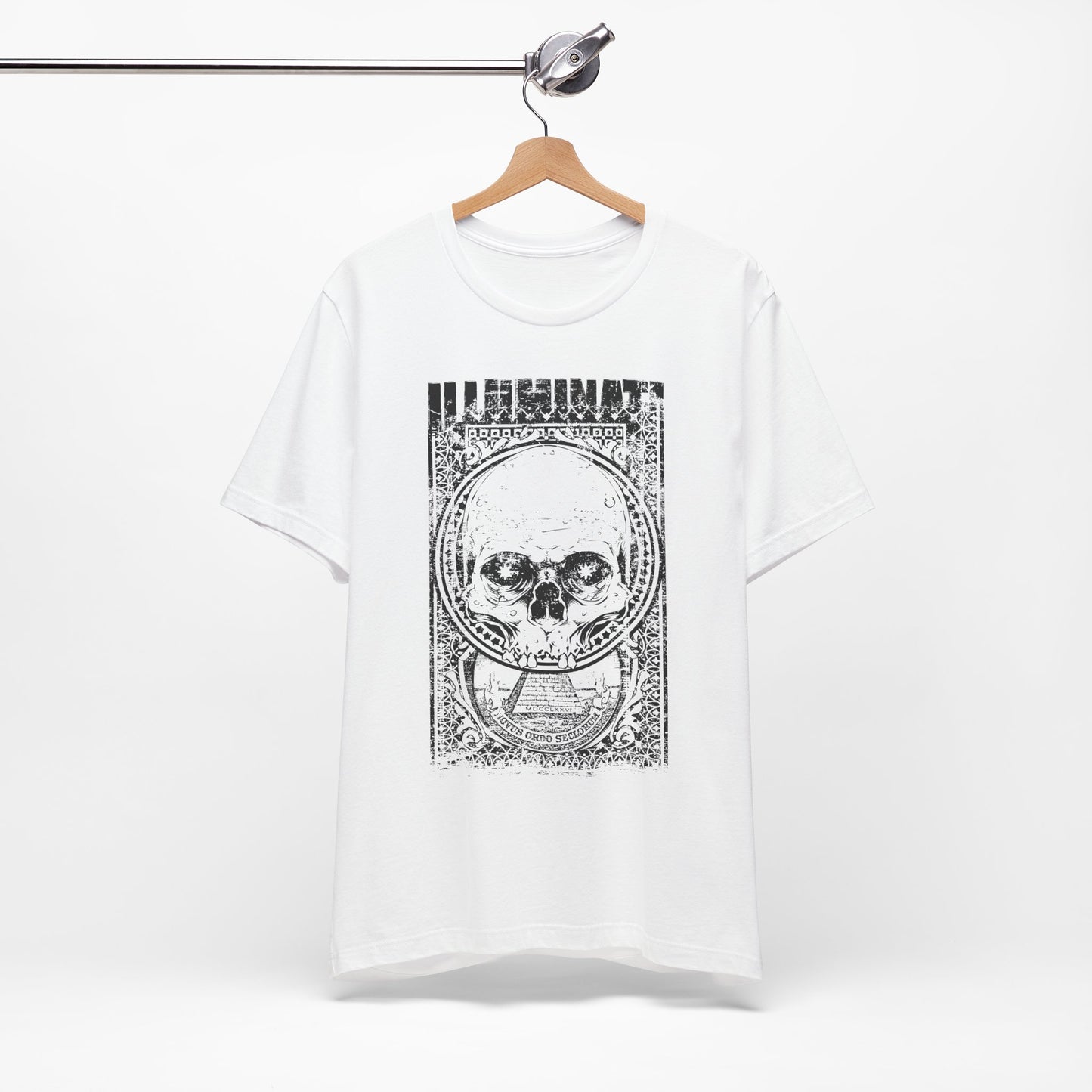 Skull Circle Graphic T-Shirt Vintage Etching Illustration Art Design Tee A-9
