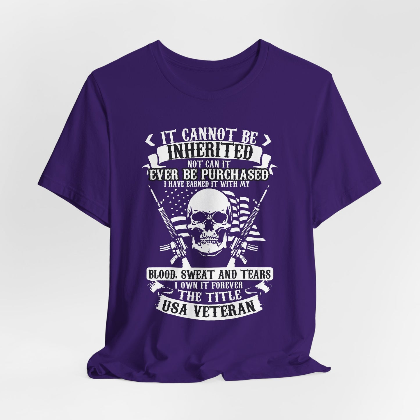 USA Veteran skull flag crossed rifles T-Shirt Military pride Unisex Cotton tee v54