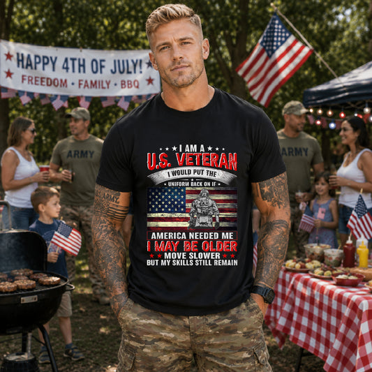 I Am A U.S. Veteran shirt American Flag Military Veteran Unisex Cotton Tee v25