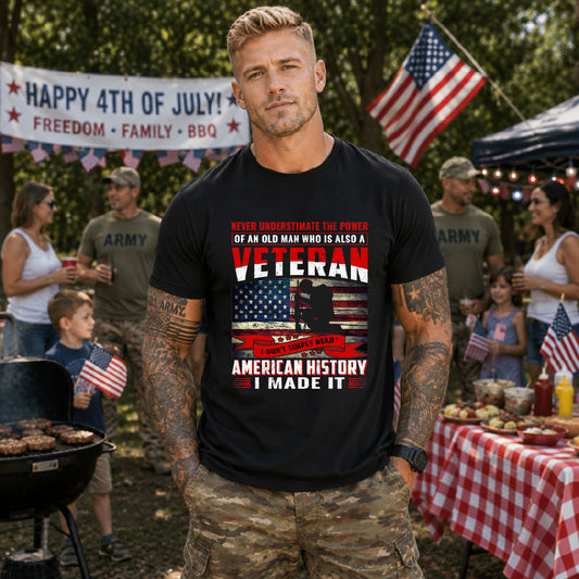 Veteran American flag T-Shirt I Made It Old Man Veteran Military Pride Unisex Cotton v32