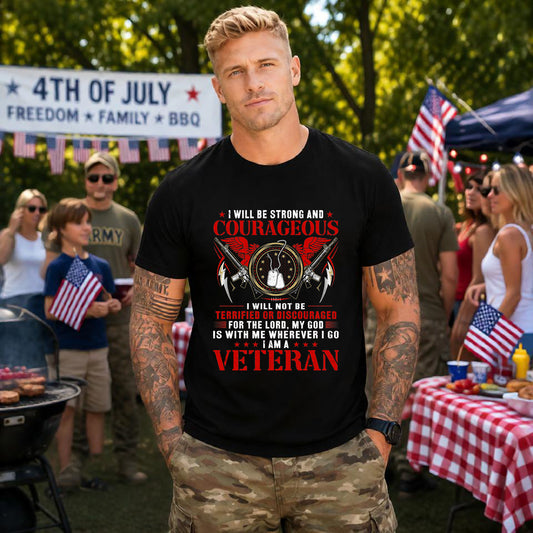 Courageous Veteran Prayer Tee Military Dog Tags Unisex Cotton T-Shirt v37