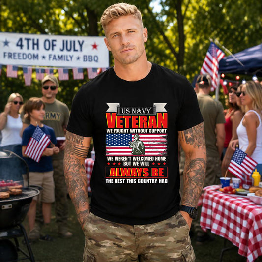 US Navy Veteran T-Shirt American Flag Soldier Graphic Patriotic Military Unisex Cotton v42