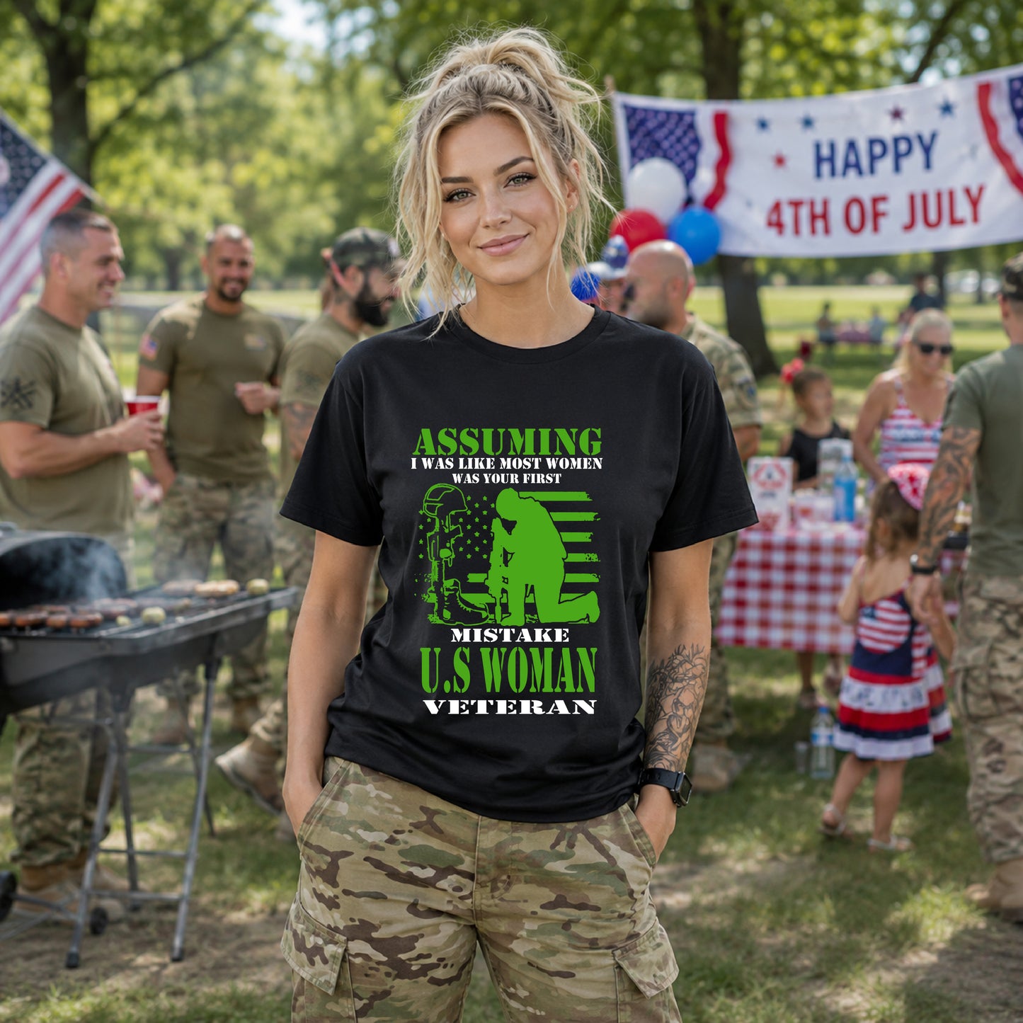Assuming I Was Like Most Women Mistake U.S. Woman Veteran Unisex Cotton T-Shirt v45