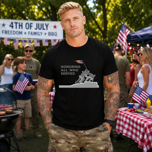 Iwo Jima Flag Raising honoring all who served T-Shirt Military Memorial Unisex Cotton Tee v52